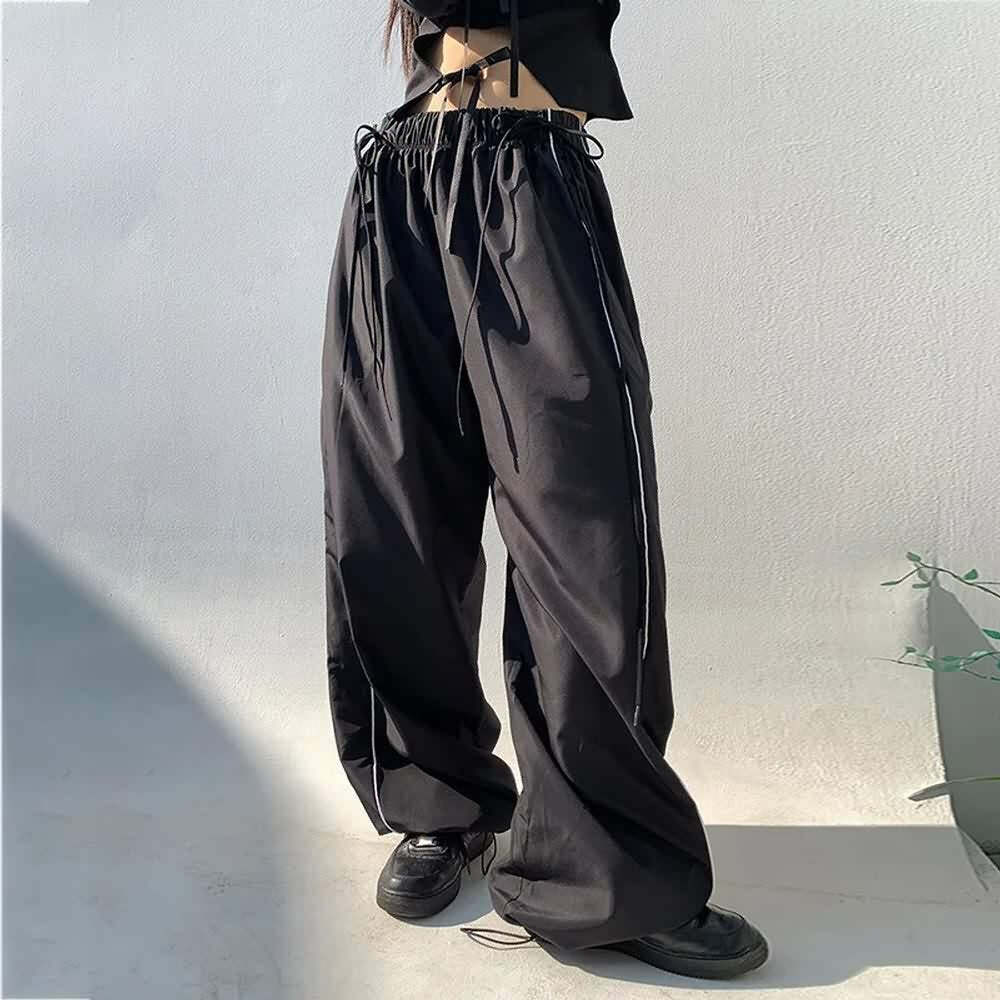 Nightfall Drawstring Gothic Pants - Y2K Grunge, 90s Fashion, Retro Style, Y2K Summer Outfits