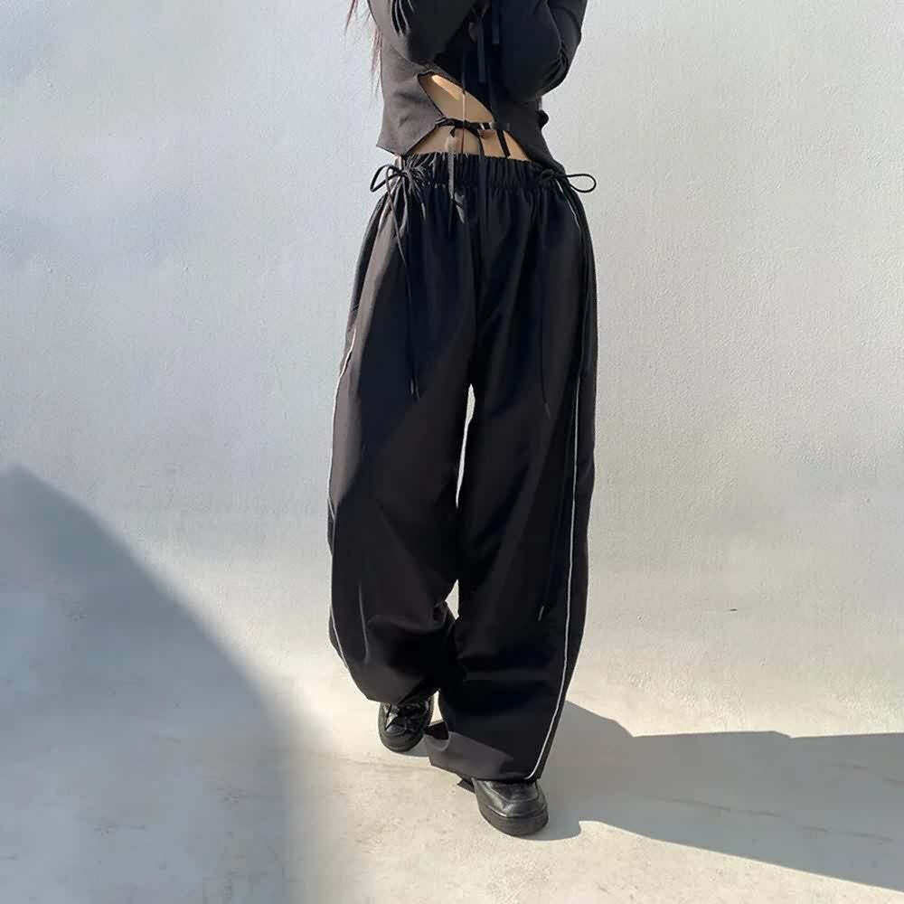 Nightfall Drawstring Gothic Pants - Y2K Grunge, 90s Fashion, Retro Style, Y2K Summer Outfits