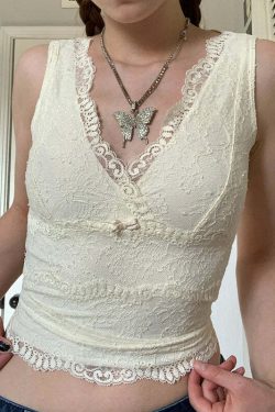 Niki Lace Tank Top - Y2K Summer Grunge, 90s Fashion, Retro Style, Baby Tees, Y2K Club Out