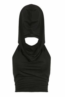 Nixie Backless Hooded Top - Y2K Summer Grunge, 90s Fashion, Retro Goth, Y2K Party Outfit