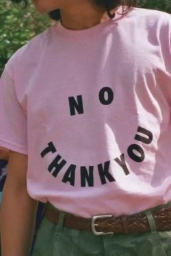 No Thank You T-Shirt - Y2K Summer Grunge, 90s Retro, Pastel Goth, Hip Hop Fashion