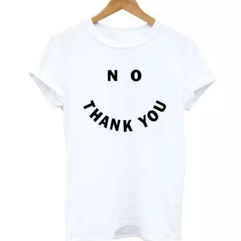 No Thank You T-Shirt - Y2K Summer Grunge, 90s Retro, Pastel Goth, Hip Hop Fashion