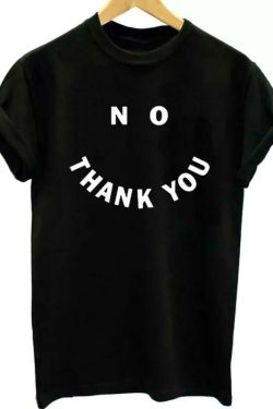 No Thank You T-Shirt - Y2K Summer Grunge, 90s Retro, Pastel Goth, Hip Hop Fashion