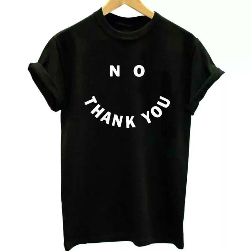 No Thank You T-Shirt - Y2K Summer Grunge, 90s Retro, Pastel Goth, Hip Hop Fashion