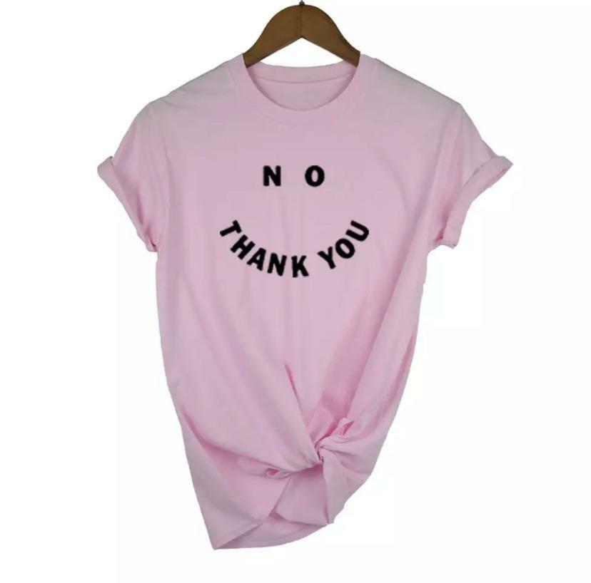 No Thank You T-Shirt - Y2K Summer Grunge, 90s Retro, Pastel Goth, Hip Hop Fashion