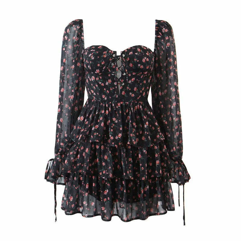 Noe Ruffle Mini Dress - Y2K Summer Outfit, 90s Grunge Fashion, Retro Style, Pastel Goth