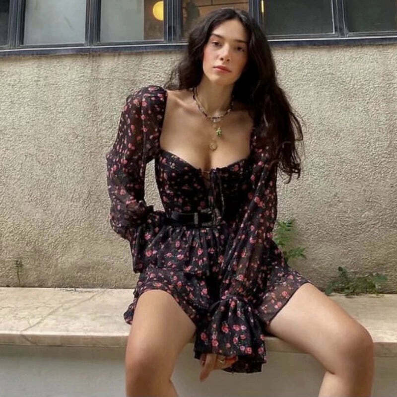 Noe Ruffle Mini Dress - Y2K Summer Outfit, 90s Grunge Fashion, Retro Style, Pastel Goth