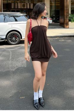 Noemie Halter Mini Dress - Y2K Summer Outfit, 90s Fashion, Grunge, Retro Style, Y2K Party Look