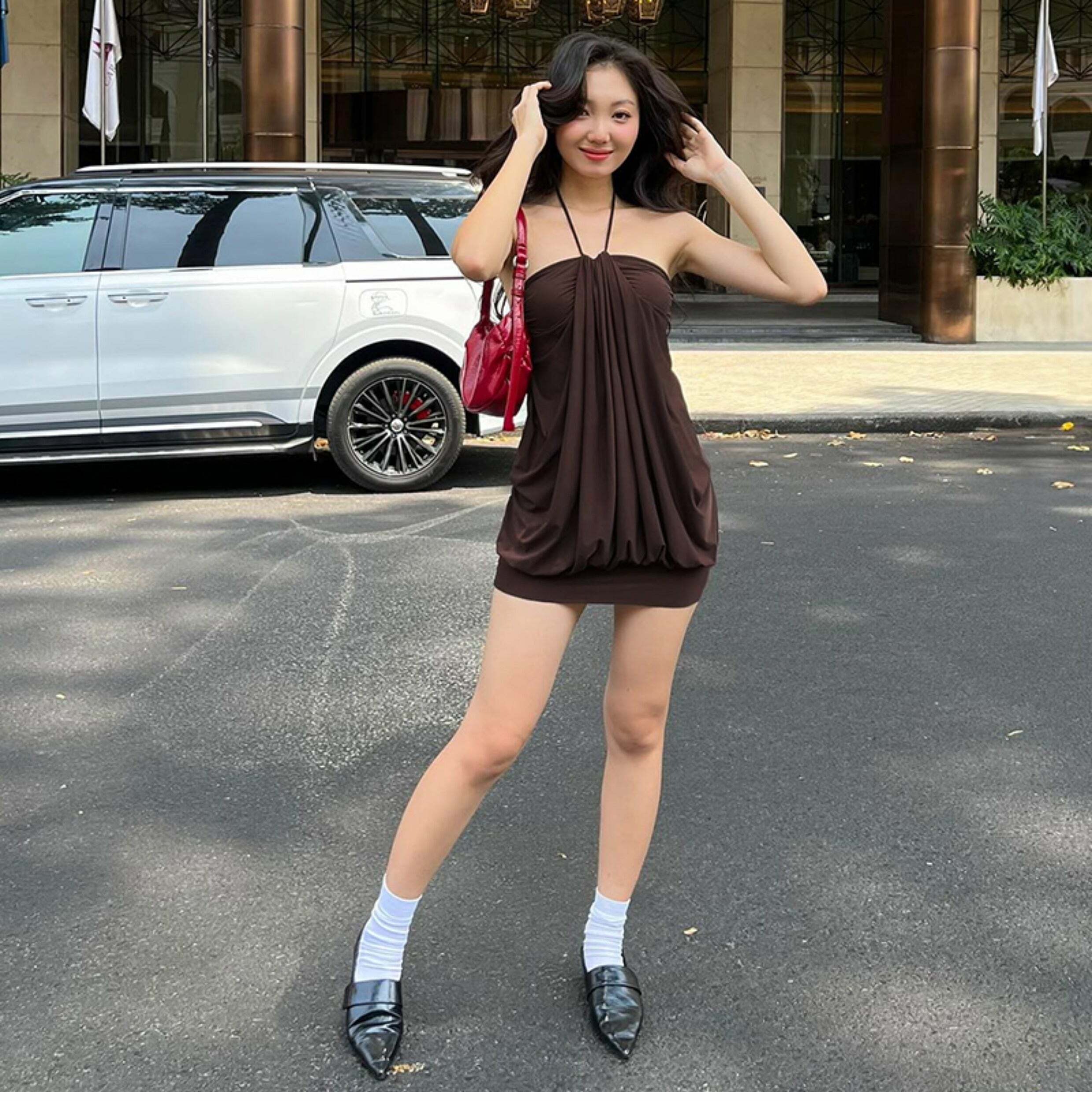 Noemie Halter Mini Dress - Y2K Summer Outfit, 90s Fashion, Grunge, Retro Style, Y2K Party Look