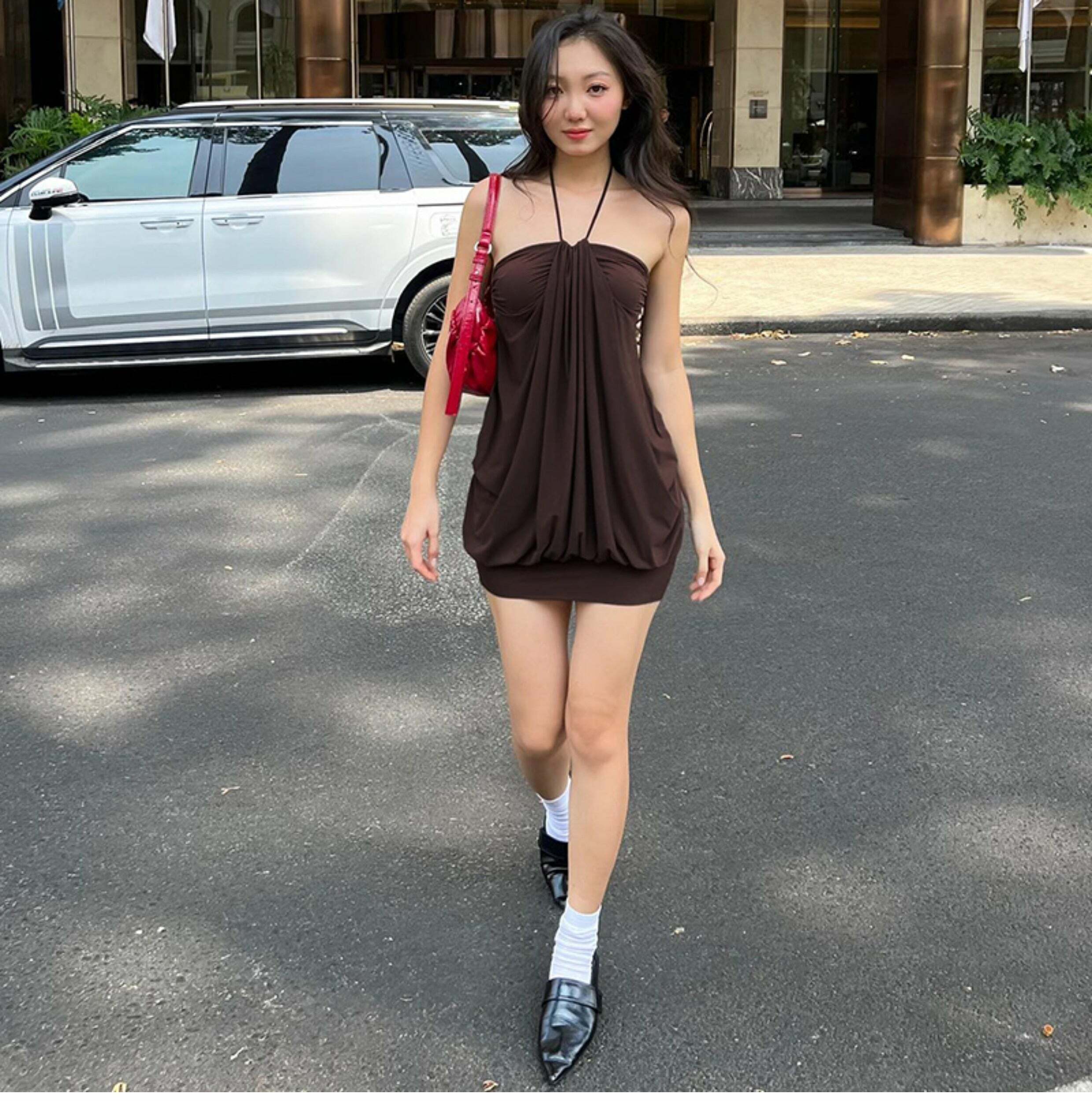 Noemie Halter Mini Dress - Y2K Summer Outfit, 90s Fashion, Grunge, Retro Style, Y2K Party Look