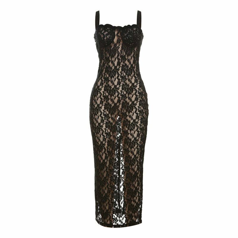 Noni Lace Maxi Dress - Y2K Summer Outfit, 90s Grunge Fashion, Retro Style, Pastel Goth Vibes