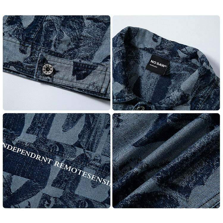 NOSAW 'ANCIENT' Denim Jacket - Y2K Grunge, 90s Retro, Summer Outfits, Y2K Fashion Essentials