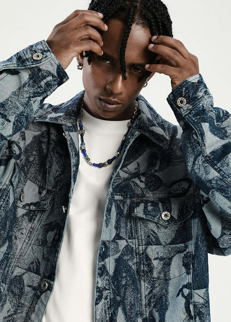 NOSAW 'ANCIENT' Denim Jacket - Y2K Grunge, 90s Retro, Summer Outfits, Y2K Fashion Essentials