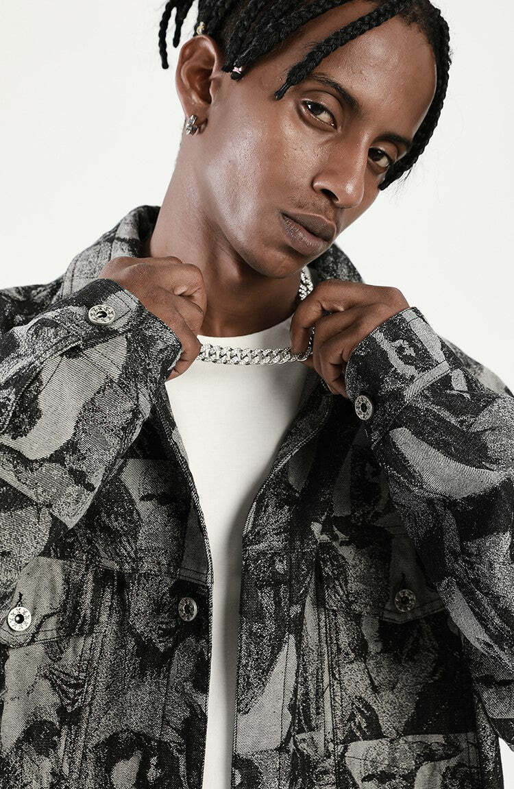 NOSAW 'ANCIENT' Denim Jacket - Y2K Grunge, 90s Retro, Summer Outfits, Y2K Fashion Essentials
