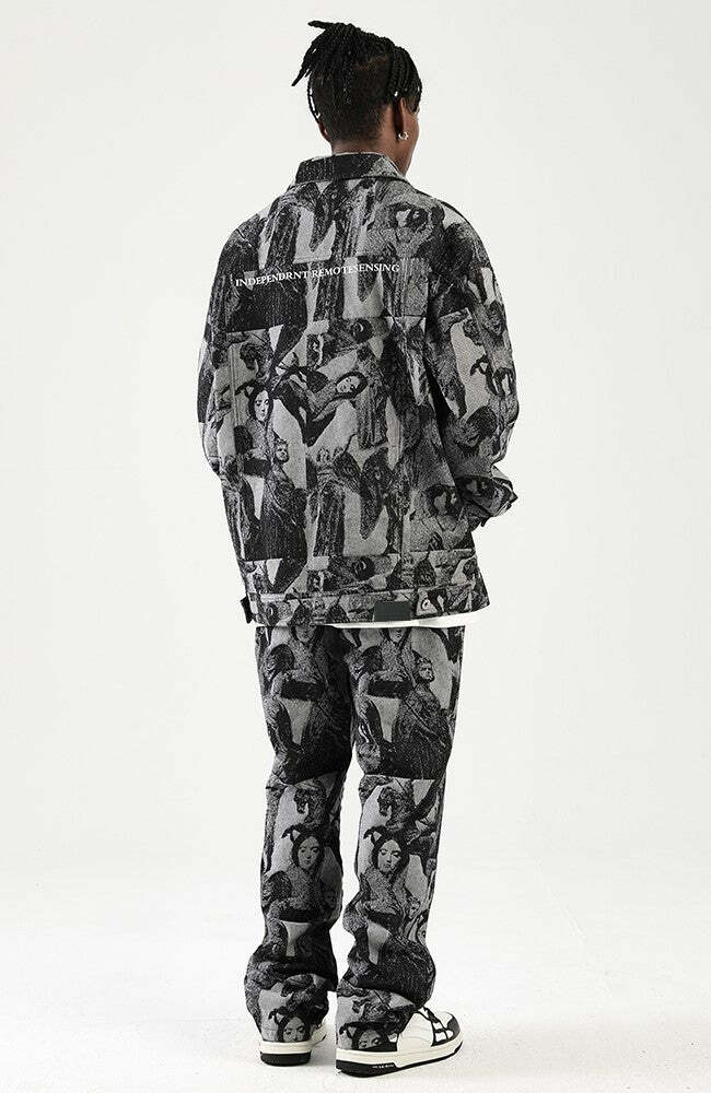 NOSAW 'ANCIENT' Denim Jacket - Y2K Summer Grunge, 90s Retro, Gothic Y2K, Y2K