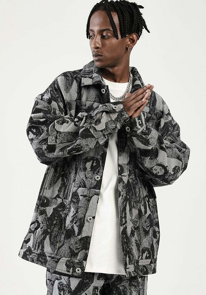 NOSAW 'ANCIENT' Denim Jacket - Y2K Summer Grunge, 90s Retro, Gothic Y2K, Y2K