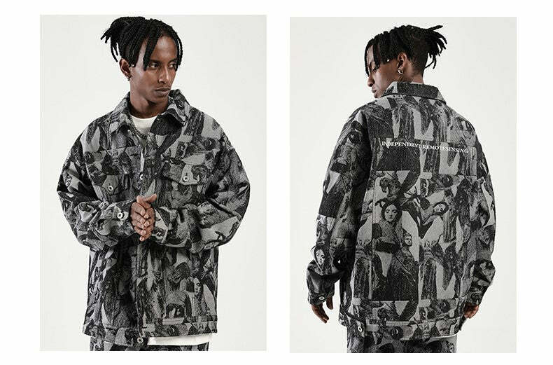 NOSAW 'ANCIENT' Denim Jacket - Y2K Summer Grunge, 90s Retro, Gothic Y2K, Y2K