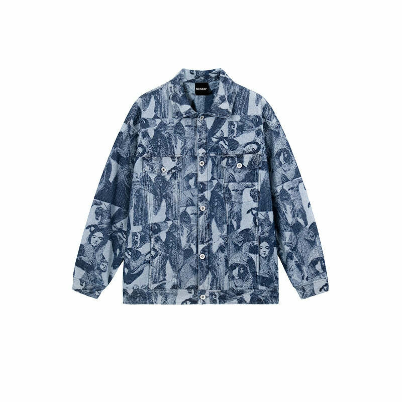 NOSAW 'ANCIENT' Denim Jacket - Y2K Summer Grunge, 90s Retro, Gothic Y2K, Y2K