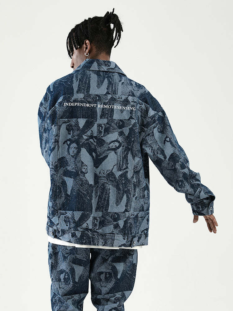 NOSAW 'ANCIENT' Denim Jacket - Y2K Summer Grunge, 90s Retro, Gothic Y2K, Y2K