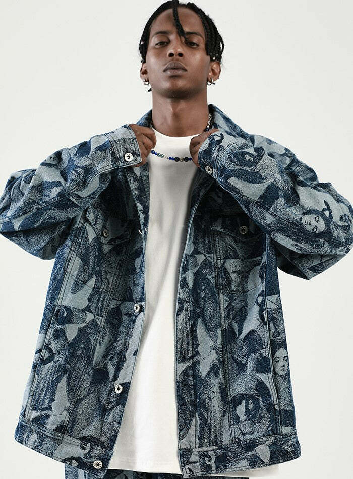 NOSAW 'ANCIENT' Denim Jacket - Y2K Summer Grunge, 90s Retro, Gothic Y2K, Y2K