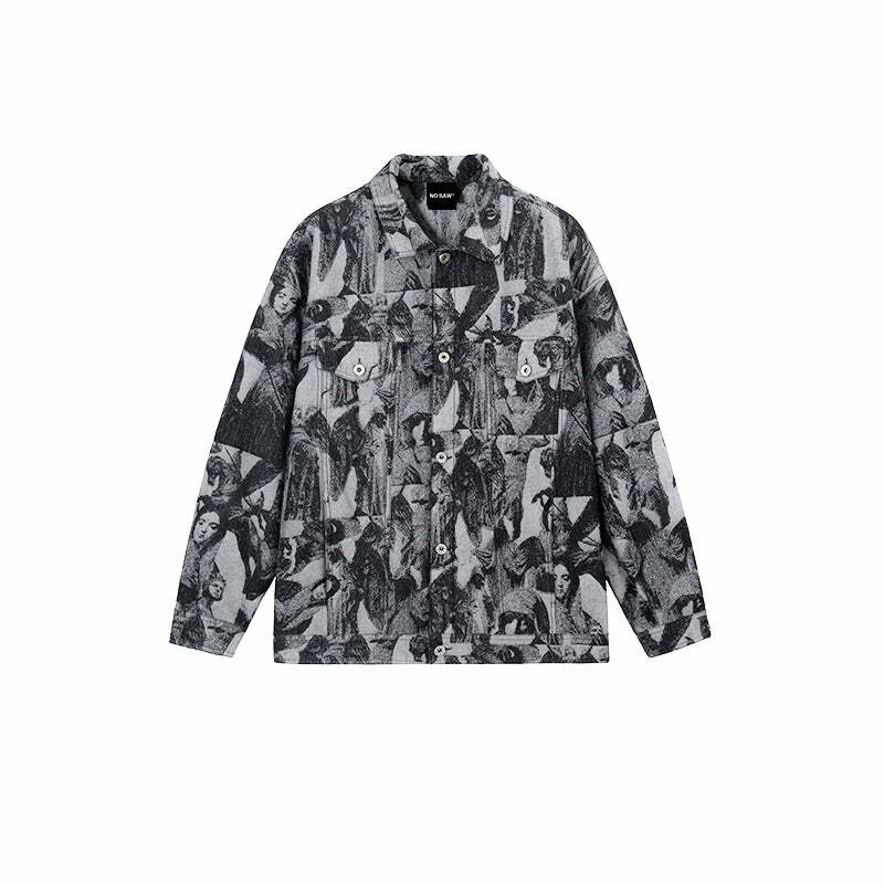 NOSAW 'ANCIENT' Denim Jacket - Y2K Summer Grunge, 90s Retro, Gothic Y2K, Y2K