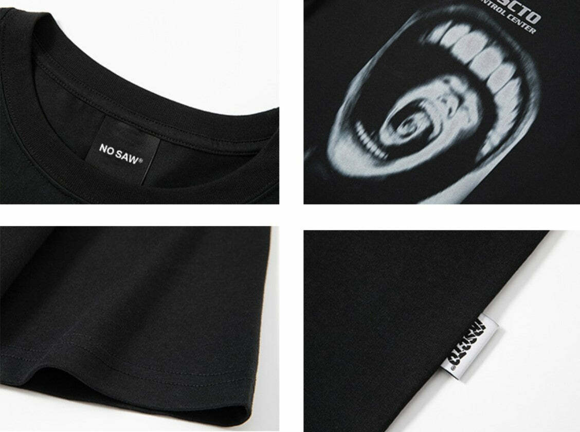 NOSAW 'Mouth Trap' Tee - Y2K Summer Grunge, 90s Retro, Baby Tees, Y2K Club &