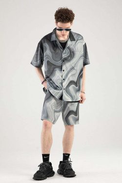 NOSAW Marble Shorts - Y2K Summer Grunge Outfit, 90s Fashion, Retro Style, Y2K Club & Party Look