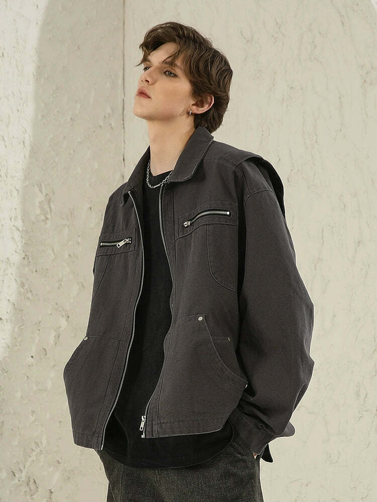 NOSAW Multi-Pocket Paneled Jacket - Y2K Grunge, 90s Fashion, Retro Style, Summer Y2K Outfits