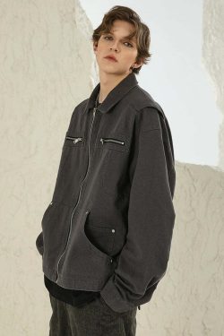 NOSAW Multi-Pocket Paneled Jacket - Y2K Grunge, 90s Fashion, Retro Style, Summer Y2K Outfits