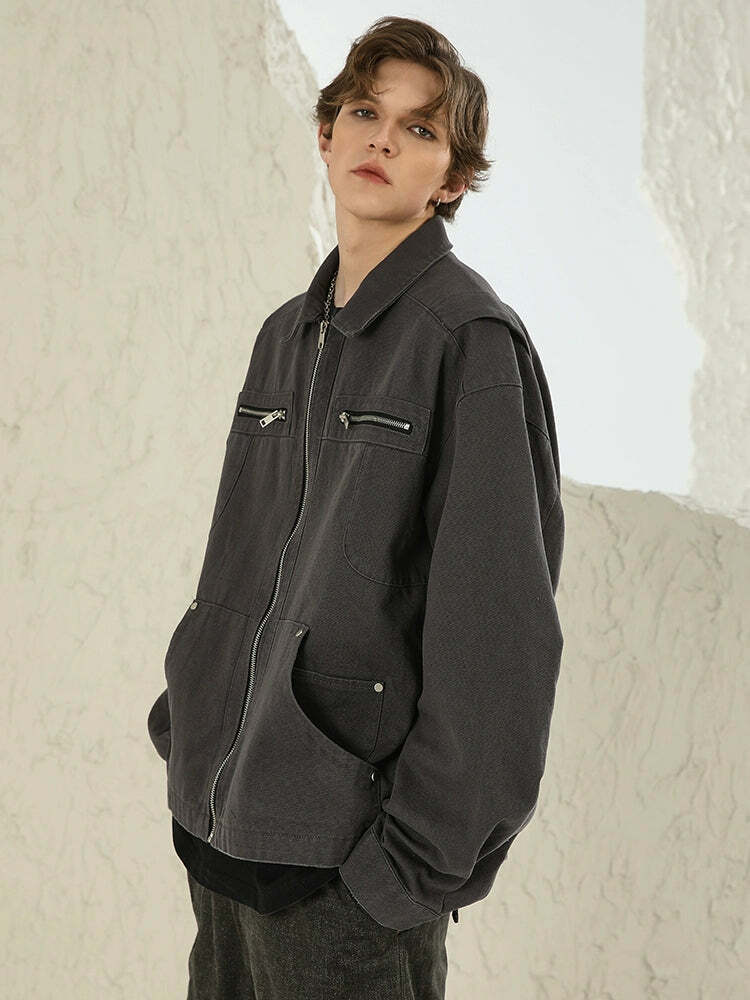 NOSAW Multi-Pocket Paneled Jacket - Y2K Grunge, 90s Retro, Summer Outfits, Pastel Goth Fashion