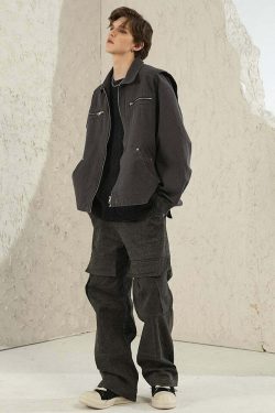 NOSAW Multi-Pocket Paneled Jacket - Y2K Grunge, 90s Retro, Summer Outfits, Pastel Goth Fashion