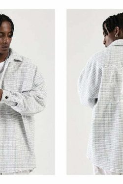 NOSAW Raw Edge Tweed Flannel - Y2K Grunge & 90s Retro Style for Summer Outfits & Party Looks