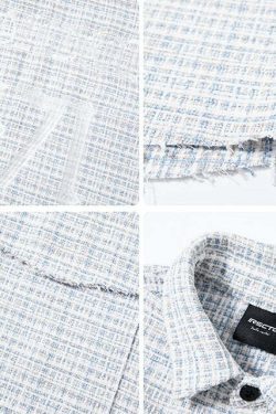 NOSAW Raw Edge Tweed Flannel - Y2K Grunge & 90s Retro Style for Summer Outfits & Party Looks
