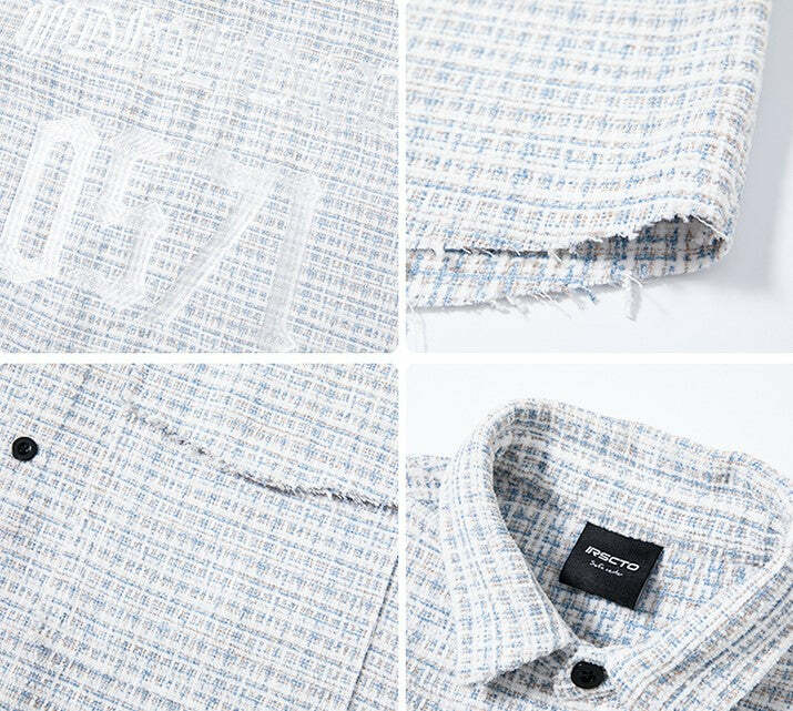 NOSAW Raw Edge Tweed Flannel - Y2K Grunge & 90s Retro Style for Summer Outfits & Party Looks