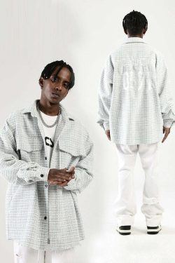 NOSAW Raw Edge Tweed Flannel - Y2K Grunge & 90s Retro Style for Summer Outfits & Party Looks