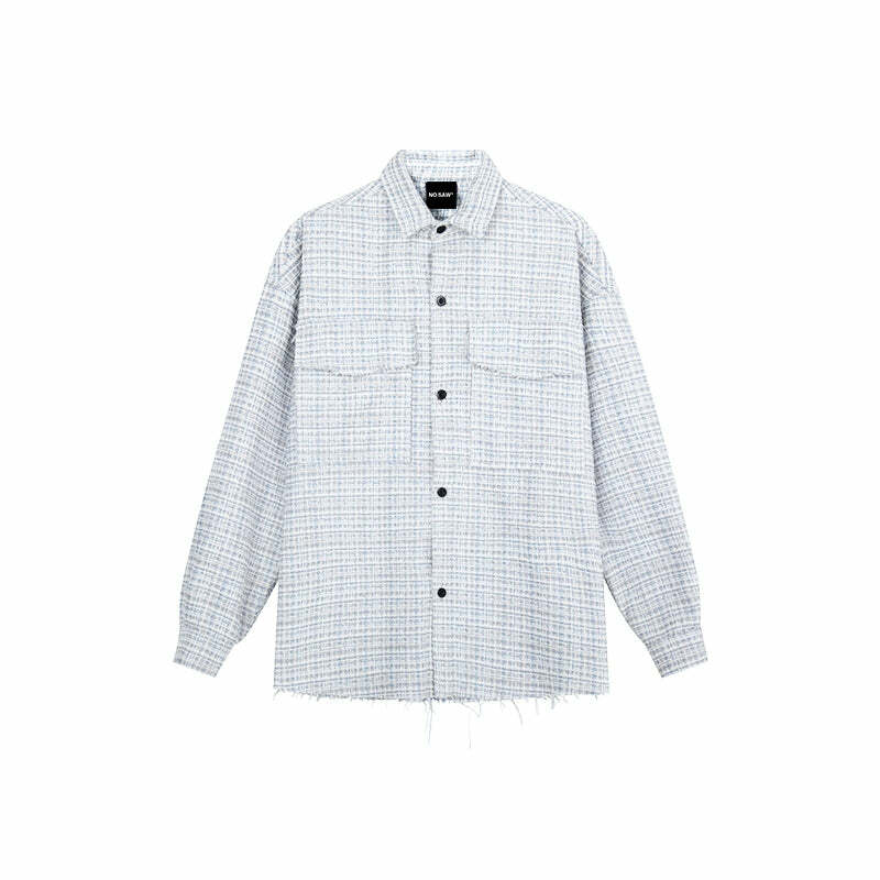 NOSAW Raw Edge Tweed Flannel - Y2K Grunge & 90s Retro Style for Summer Outfits & Party Looks