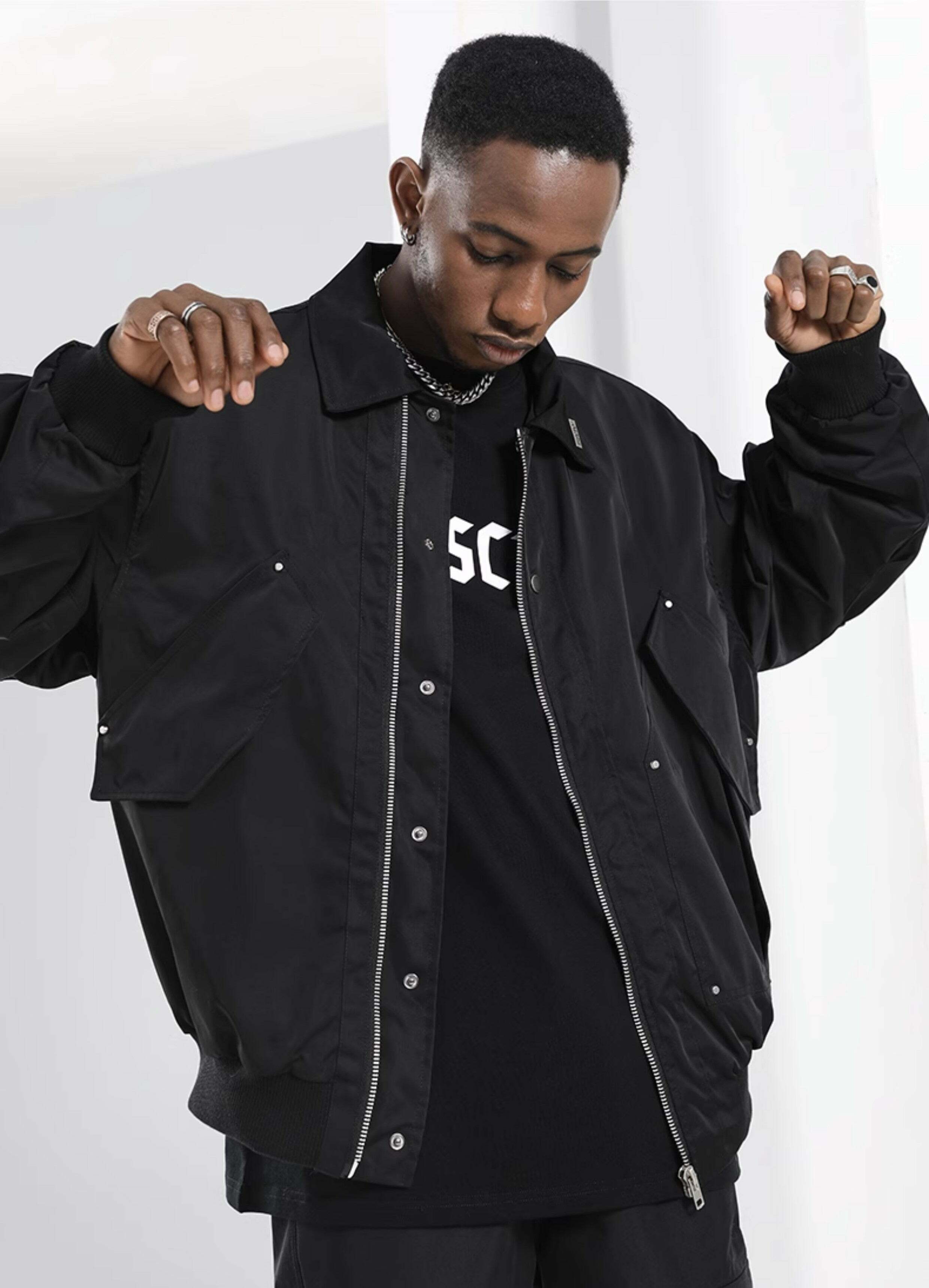 NOSAW Studded Flight Jacket - Y2K Grunge, 90s Retro, Gothic Y2K, Summer Y2K Outfits