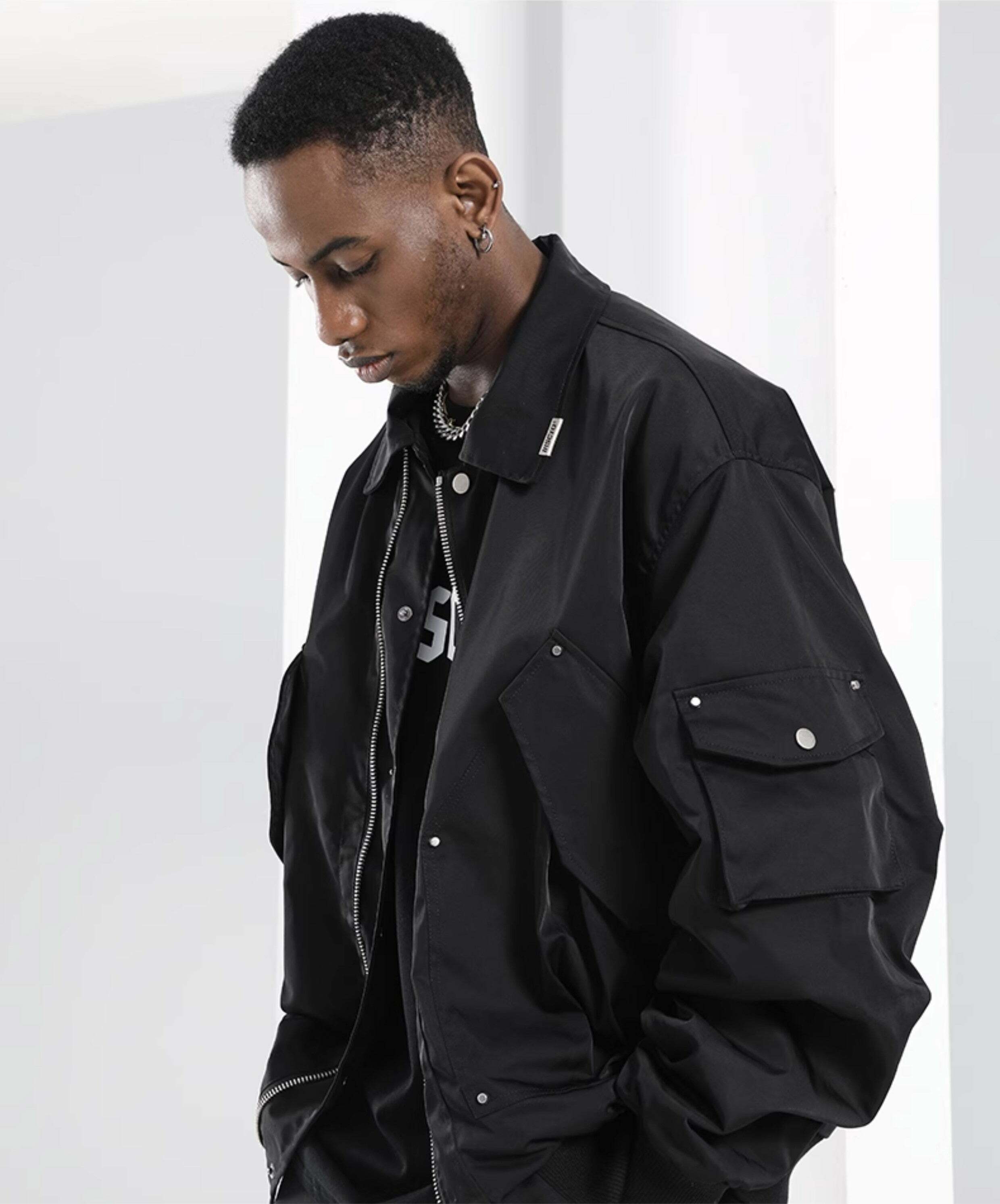 NOSAW Studded Flight Jacket - Y2K Grunge, 90s Retro, Gothic Y2K, Summer Y2K Outfits