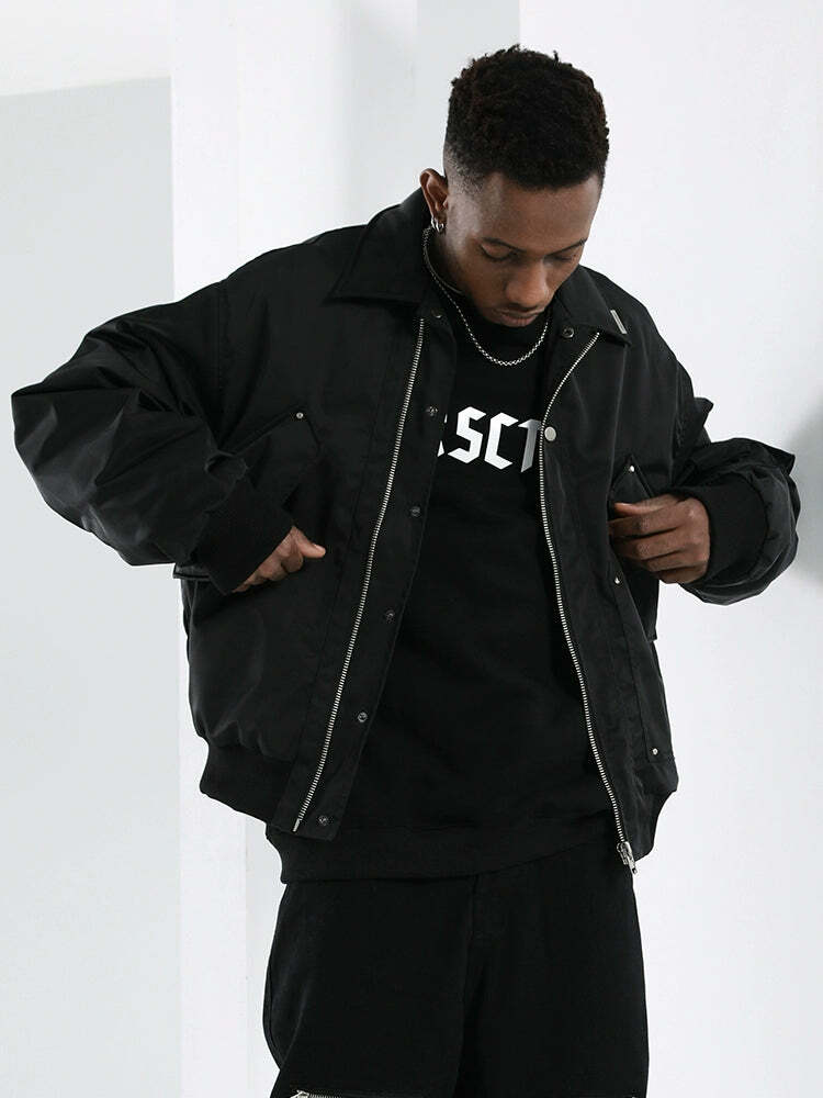 NOSAW Studded Flight Jacket - Y2K Grunge, 90s Retro, Gothic Y2K, Summer Y2K Outfits