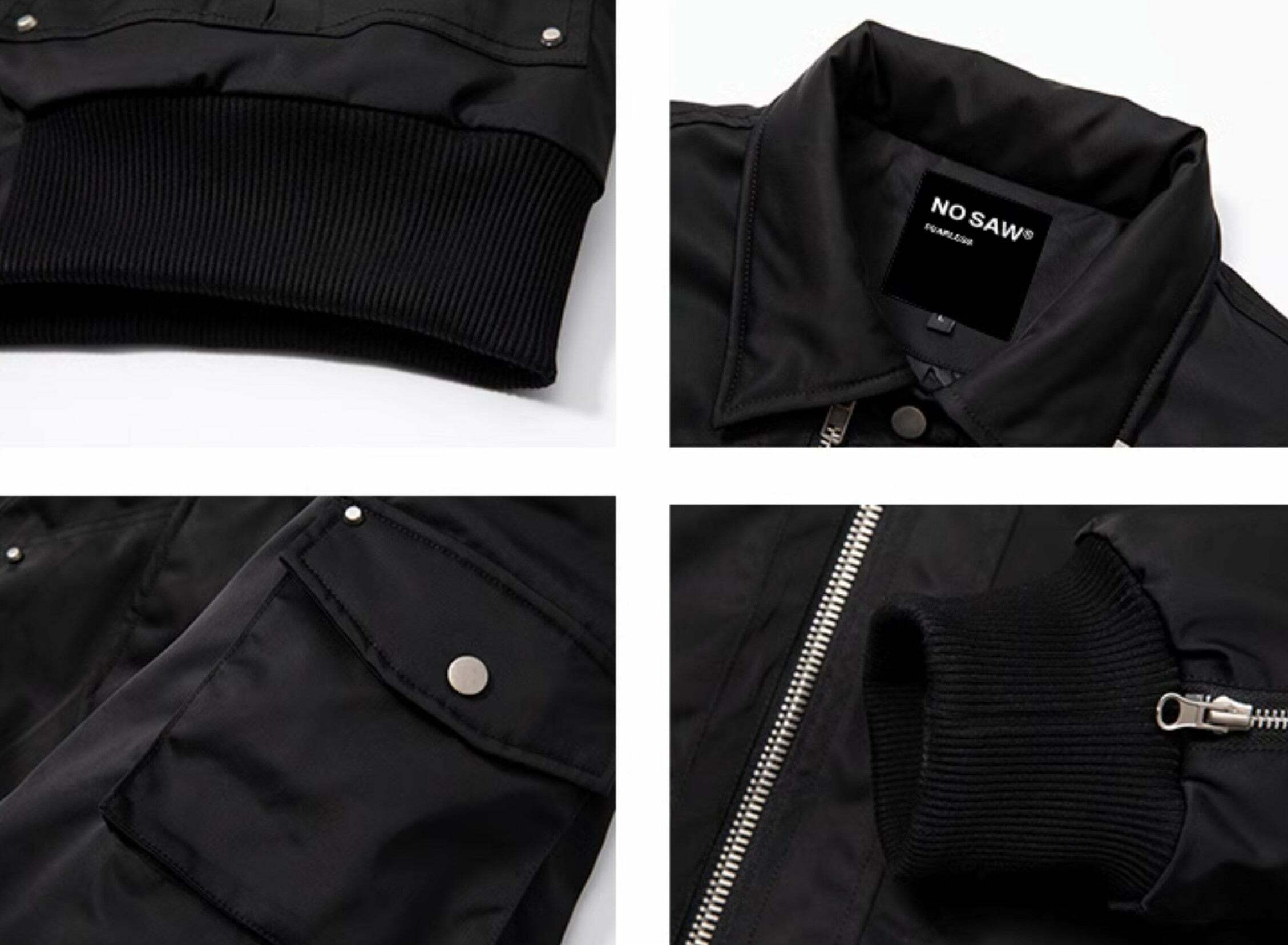 NOSAW Studded Flight Jacket - Y2K Grunge, 90s Retro, Gothic Y2K, Summer Y2K Outfits