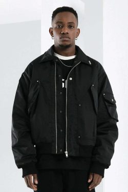 NOSAW Studded Flight Jacket - Y2K Grunge, 90s Retro, Gothic Y2K, Summer Y2K Outfits