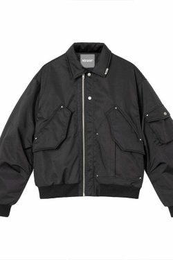 NOSAW Studded Flight Jacket - Y2K Grunge, 90s Retro, Gothic Y2K, Summer Y2K Outfits