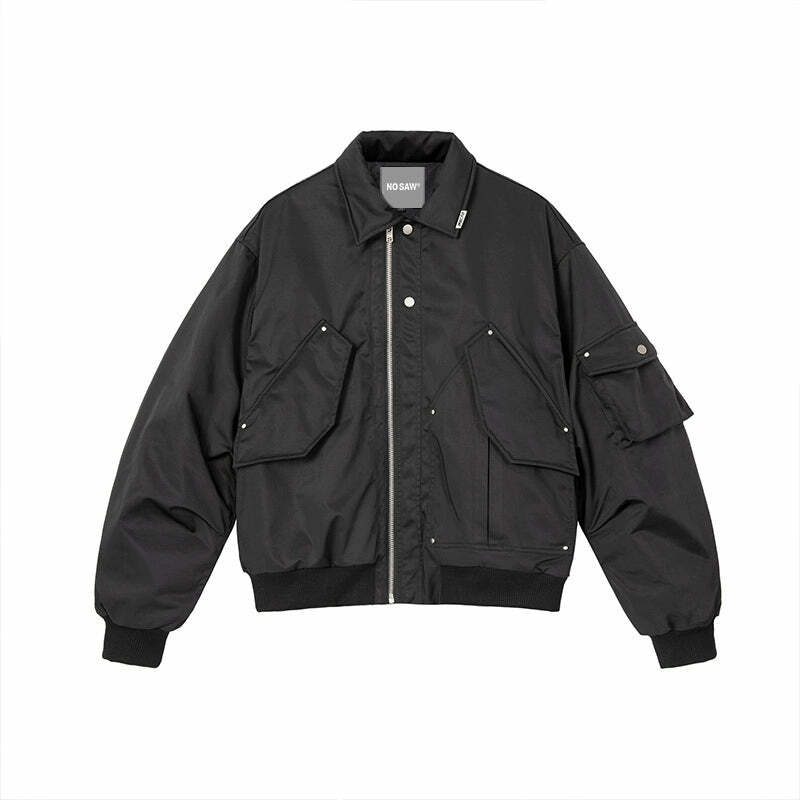NOSAW Studded Flight Jacket - Y2K Grunge, 90s Retro, Gothic Y2K, Summer Y2K Outfits