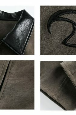 NOSAW Suede Collar Jacket - Y2K Summer Grunge, 90s Retro, Pastel Goth, Y2K Party & Club Out