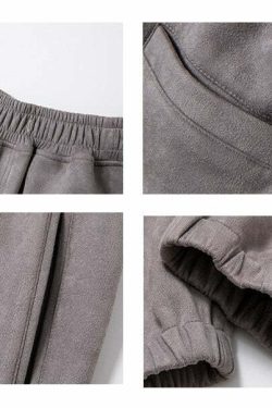 NOSAW Suede Sweatpants - Y2K Grunge & 90s Retro Style, Perfect for Summer & Party Outfits