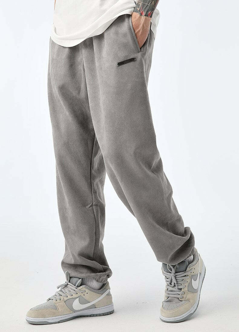 NOSAW Suede Sweatpants - Y2K Grunge & 90s Retro Style, Perfect for Summer & Party Outfits