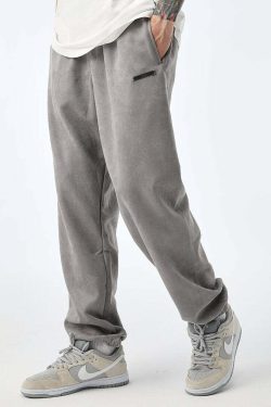 NOSAW Suede Sweatpants - Y2K Grunge & 90s Retro Style, Perfect for Y2K Summer & Party Outfits