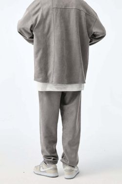 NOSAW Suede Sweatpants - Y2K Grunge & 90s Retro Style, Perfect for Y2K Summer & Party Outfits