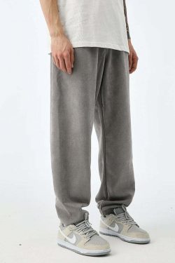 NOSAW Suede Sweatpants - Y2K Grunge & 90s Retro Style, Perfect for Y2K Summer & Party Outfits