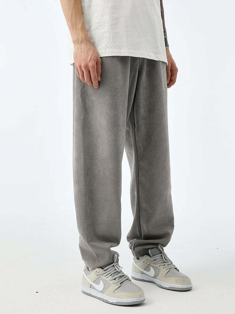 NOSAW Suede Sweatpants - Y2K Grunge & 90s Retro Style, Perfect for Y2K Summer & Party Outfits